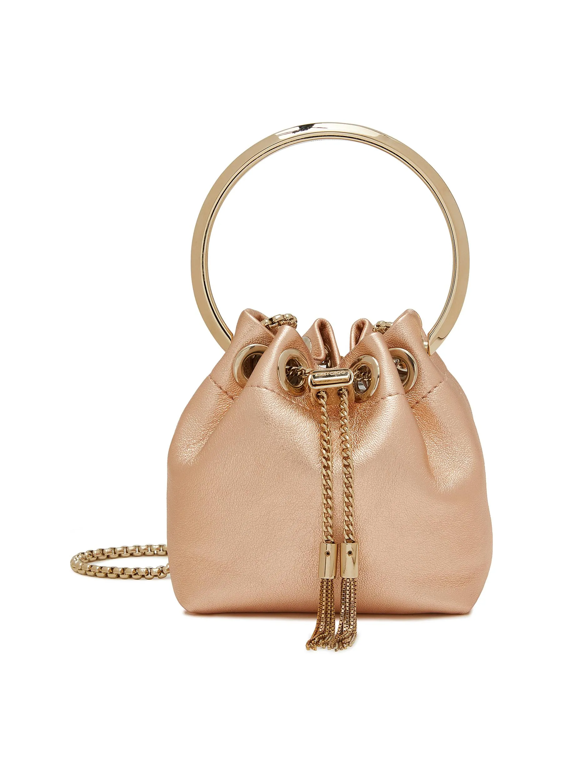 -----------JIMMY CHOO ---- ------------ ----Micro Bon Bon Leather Bucket Bag --