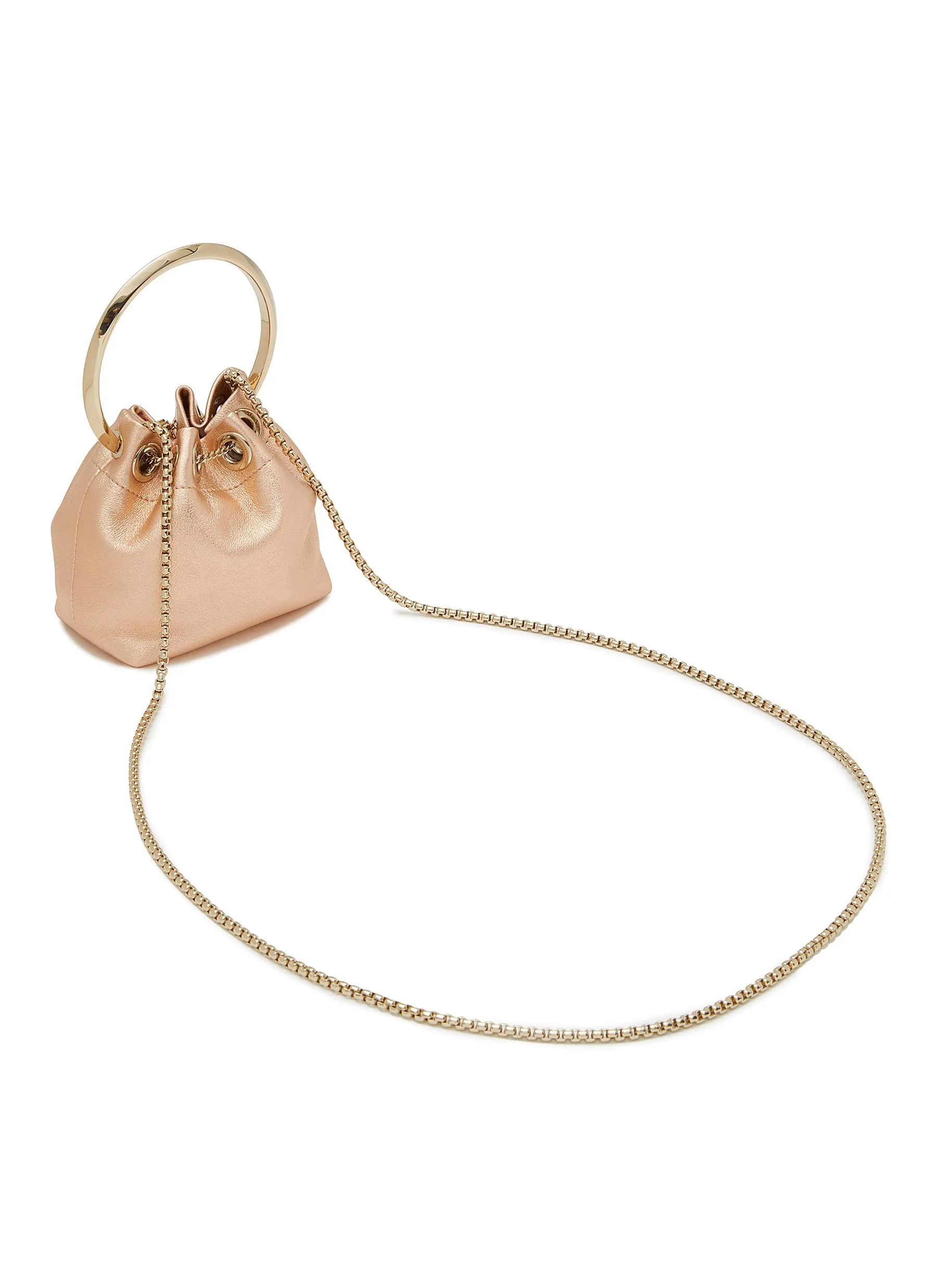 -----------JIMMY CHOO ---- ------------ ----Micro Bon Bon Leather Bucket Bag --