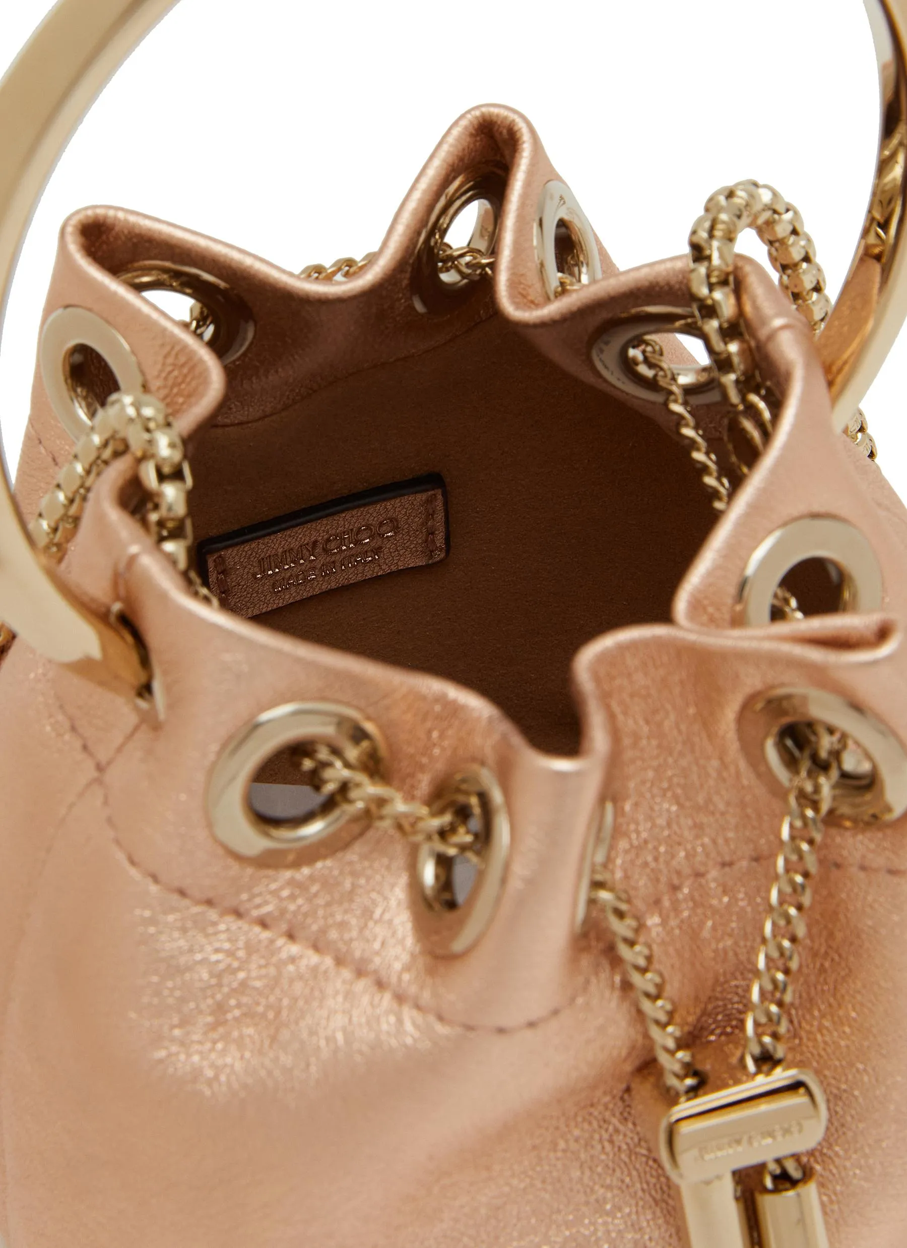 -----------JIMMY CHOO ---- ------------ ----Micro Bon Bon Leather Bucket Bag --