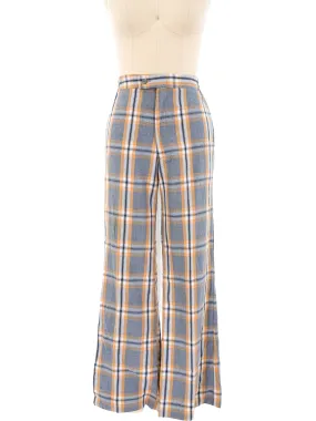 1970's Plaid Wide Leg Trousers