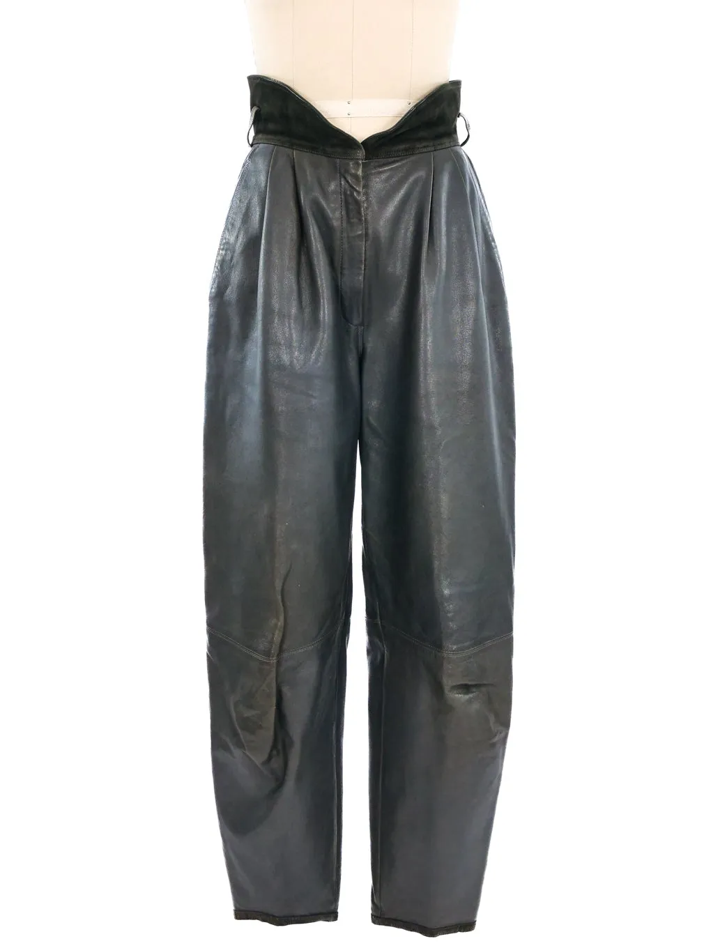 1980s Versace Leather Balloon Leg Trousers