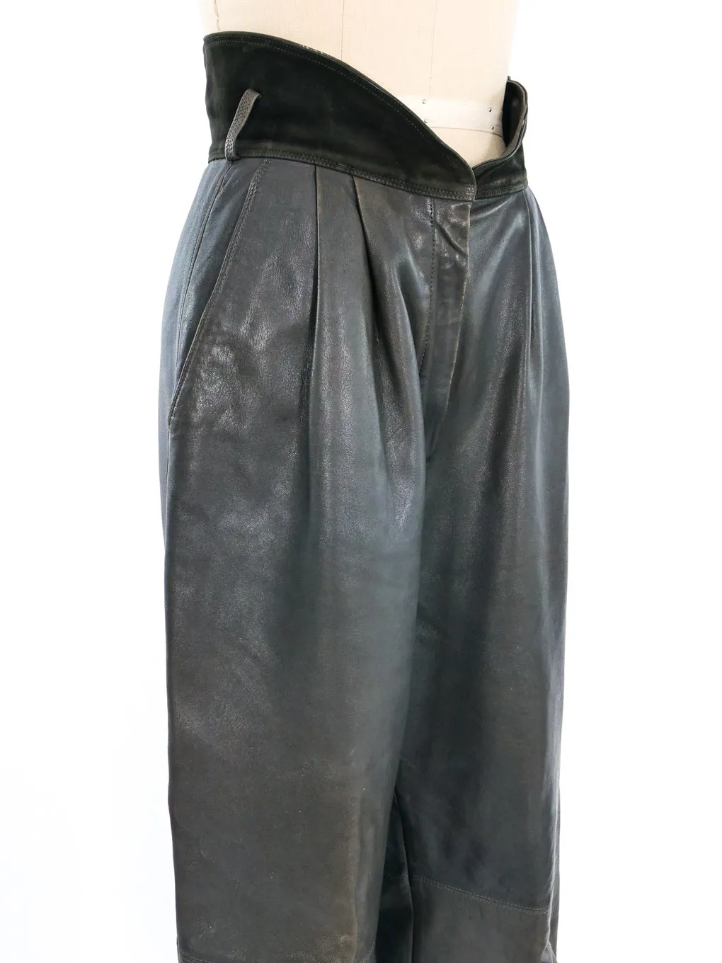 1980s Versace Leather Balloon Leg Trousers