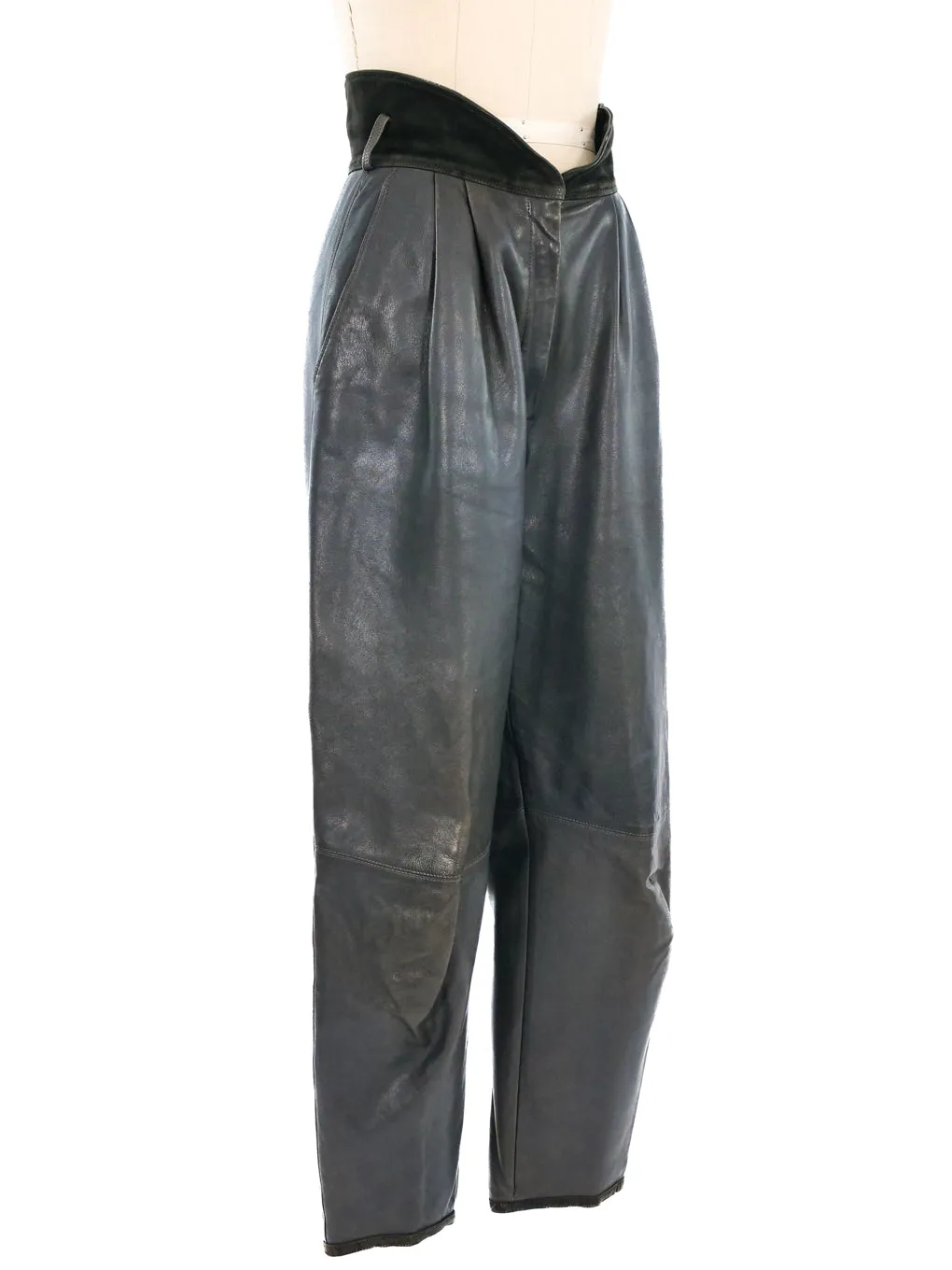 1980s Versace Leather Balloon Leg Trousers