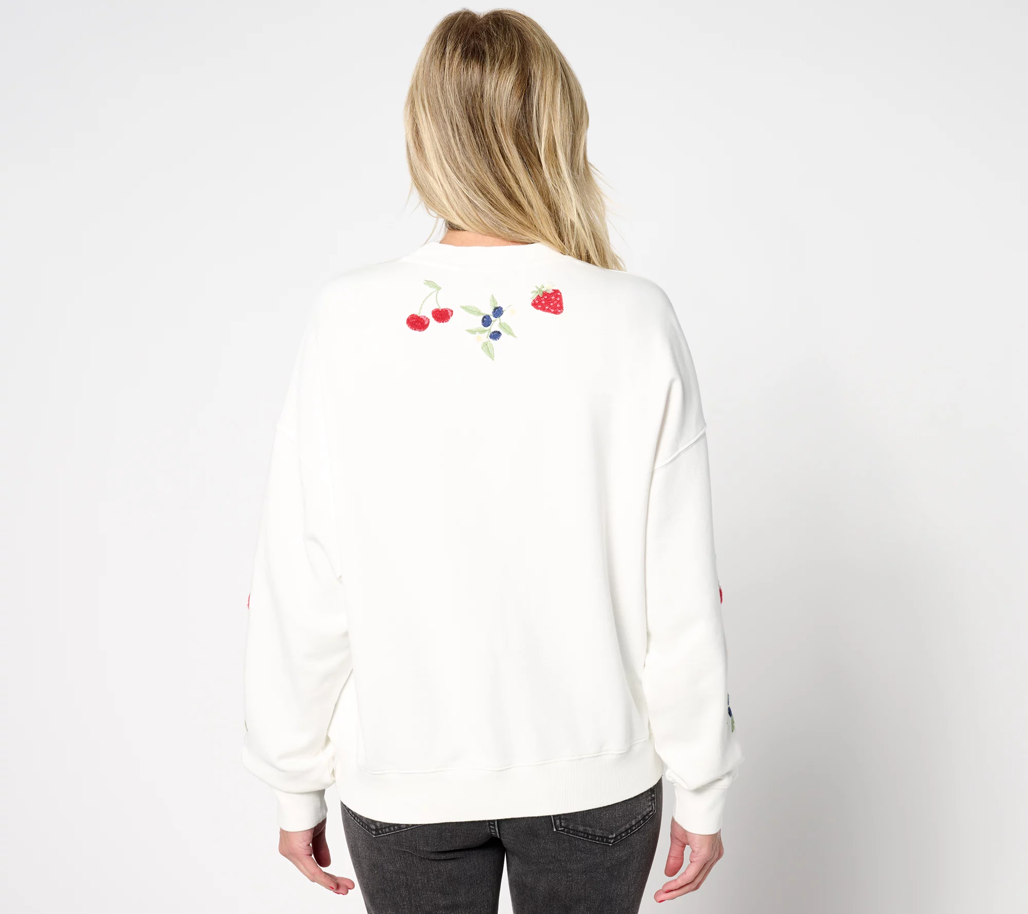 "As Is" Driftwood Jeans Teddy Crewneck Pullover- Fruity