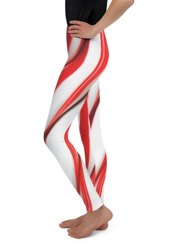 3D Candy Cane Youth Leggings