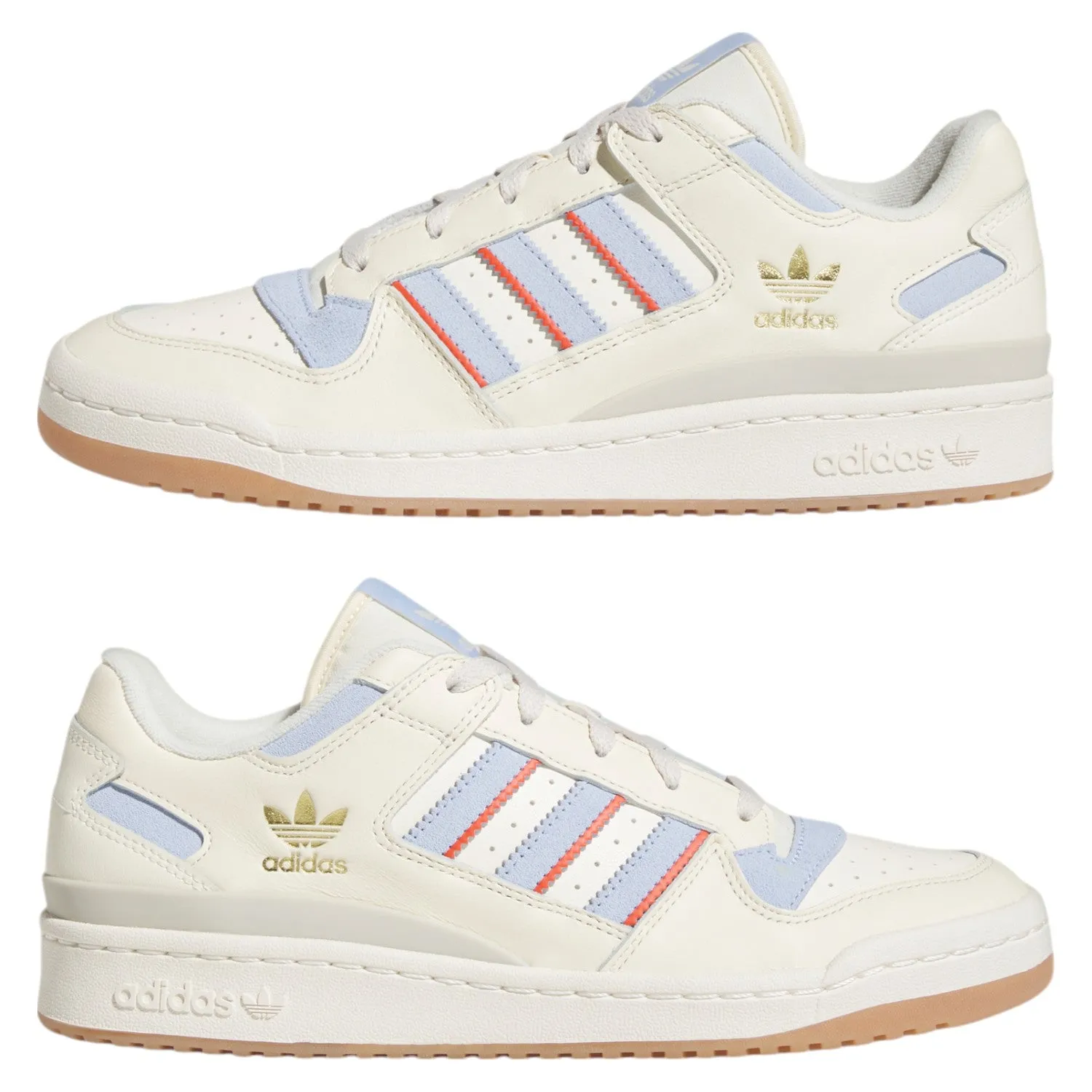 adidas Originals Unisex Forum Low Classic Shoes - Cream White / Blue Dawn / Preloved Red