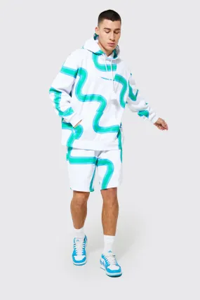 All Over Print Hooded Short Tracksuit