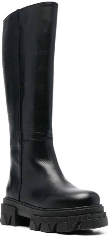 ALOHAS Katiuska leather knee-length boot Black