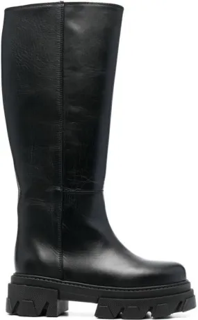 ALOHAS Katiuska leather knee-length boot Black