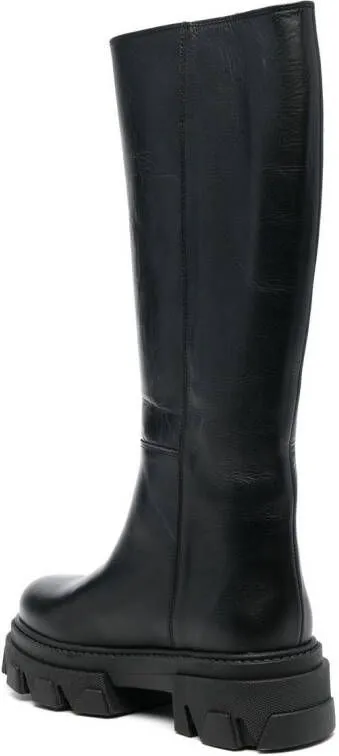 ALOHAS Katiuska leather knee-length boot Black