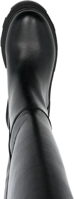 ALOHAS Katiuska leather knee-length boot Black