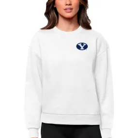 Antigua BYU Cougars Women's White Logo Victory Crewneck Pullover Sweatshirt