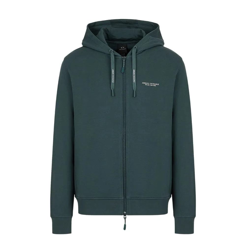 Armani Exchange Basic Zipped Green Hoodie | Menswear Online