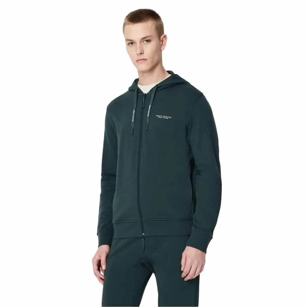 Armani Exchange Basic Zipped Green Hoodie | Menswear Online