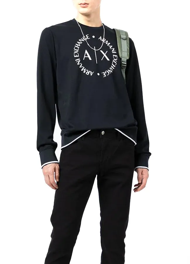 Armani Exchange Pullover Sweatshirt With Front Circle Logo