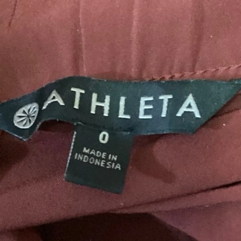 Athleta Skyline Red Belt Tie Waist Mid Rise Ankle Crop Paperbag Trousers Pants 0