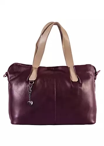 Azzura Slouchy Plum Camel Leather Handbag by Storm London | Look Again