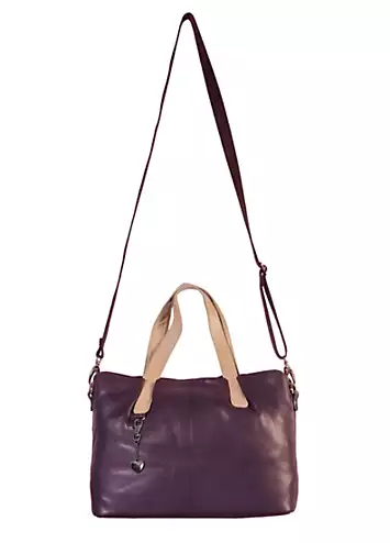 Azzura Slouchy Plum Camel Leather Handbag by Storm London | Look Again