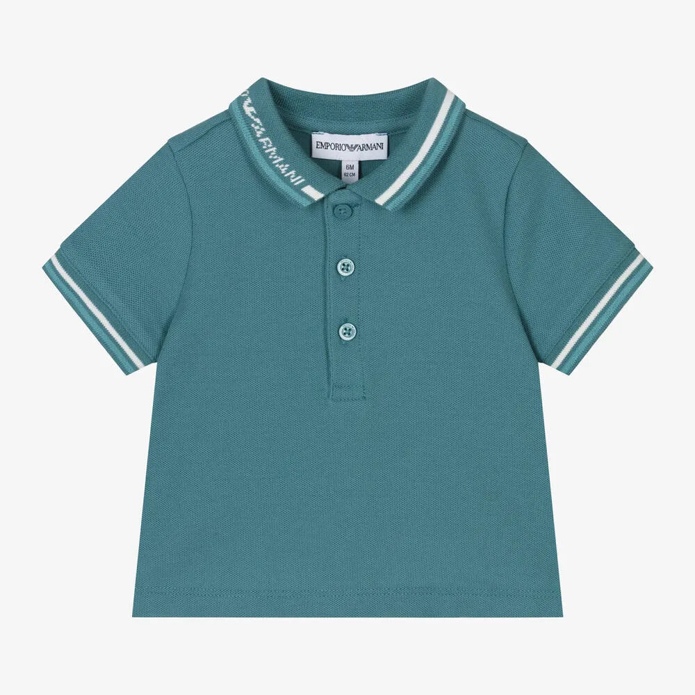 Baby Boys Green Cotton Polo Shirt