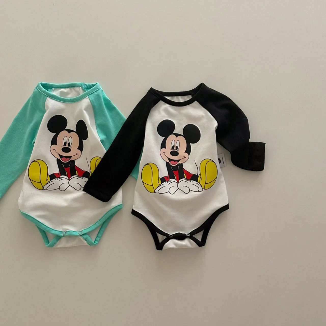 Baby Mickey Mouse Colorblock Raglan Romper (3-18m) - 2 Colors