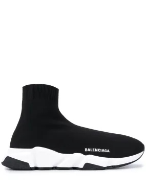 BALENCIAGA Men's Black Knit Speed Sneakers for FW23