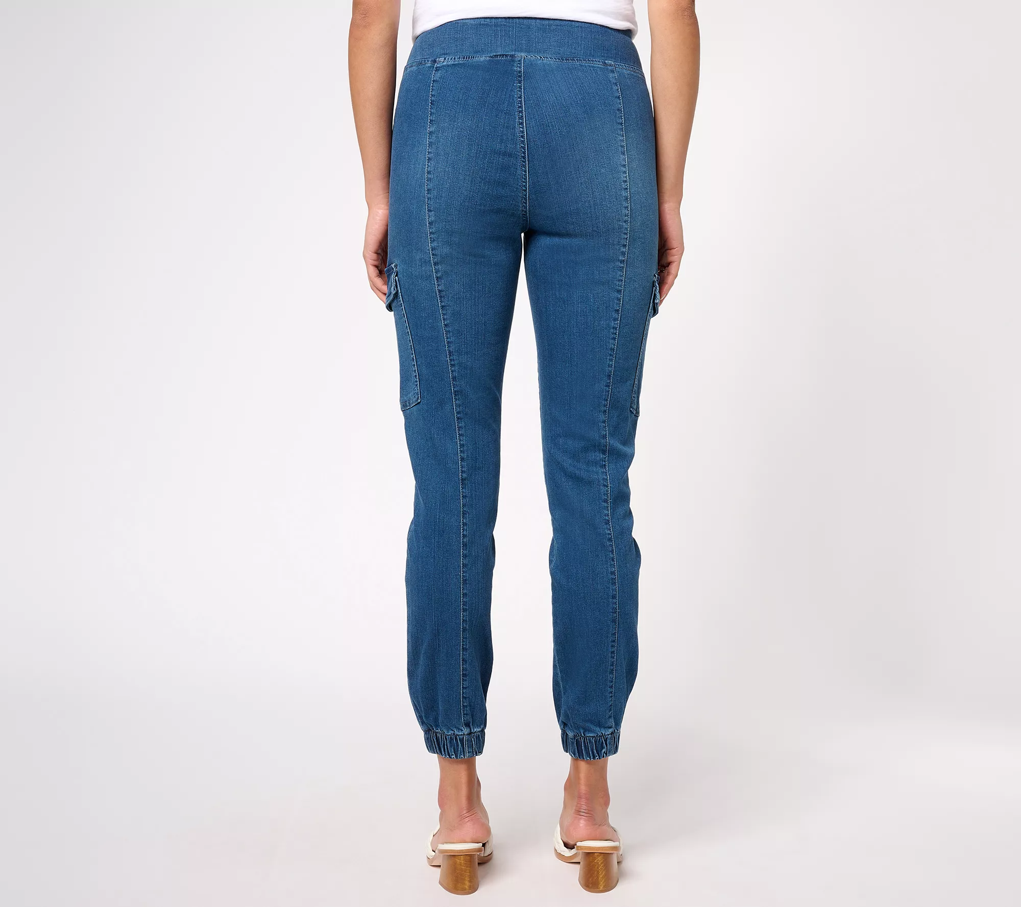 Belle by Kim Gravel Tall TripleLuxe Denim Cargo Ankle Joggers