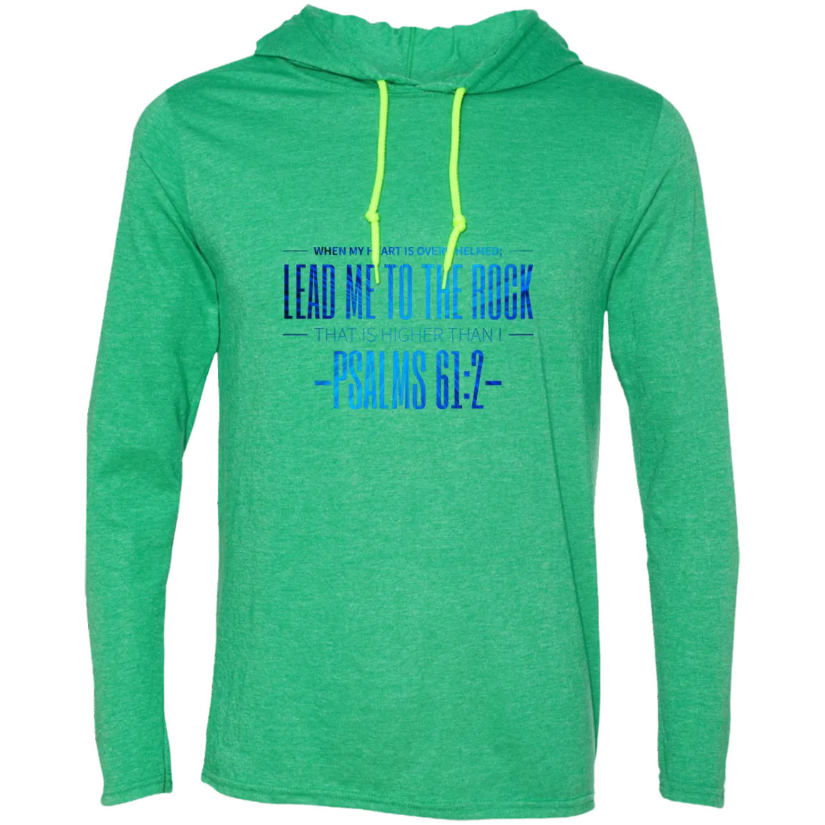 Bible Verse Men Long Sleeve T-Shirt Hoodie - Lead Me To The Rock That Is Higher Than I ~Psalm 61:2~ Design 4