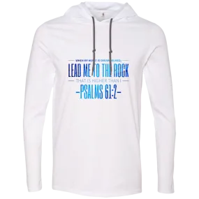 Bible Verse Men Long Sleeve T-Shirt Hoodie - Lead Me To The Rock That Is Higher Than I ~Psalm 61:2~ Design 4