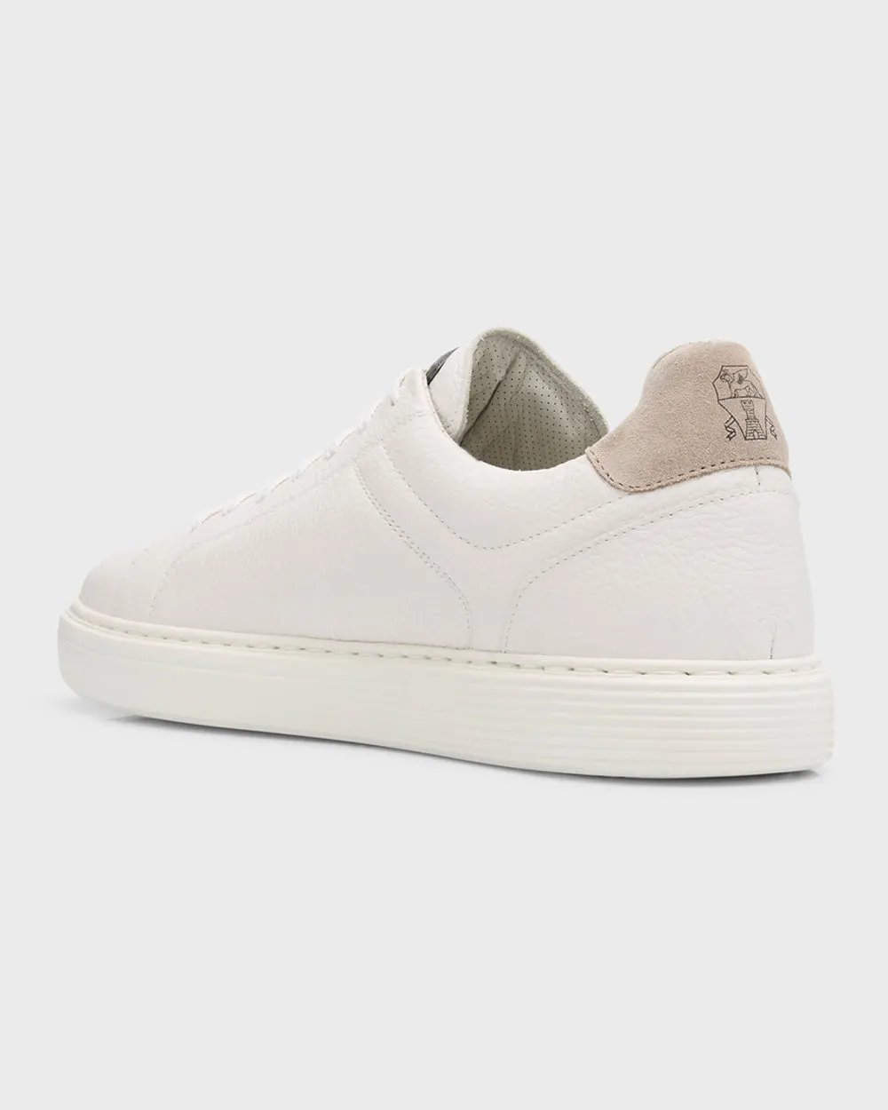 Bicolor Leather Low-Top Sneakers in White