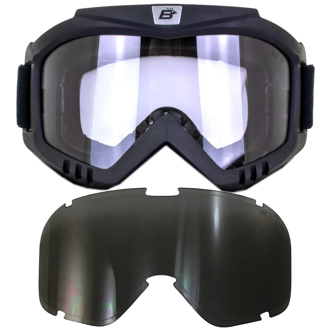 Birdz Goggles with Interchangeable Smoke & Clear Lenses