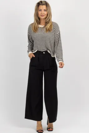 BLACK HIGH RISE LINEN TROUSERS