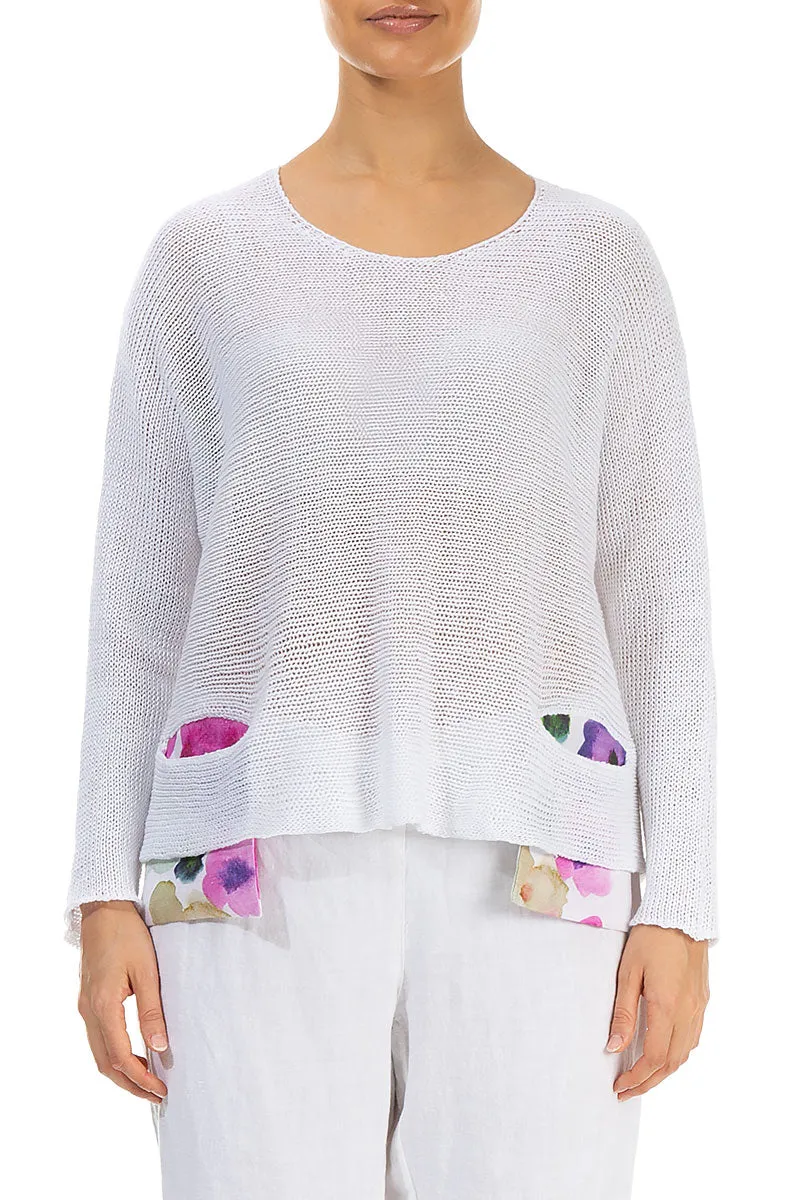 Blossom Pockets White Linen Jumper