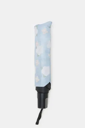 Blue Printed Foldable Umbrella