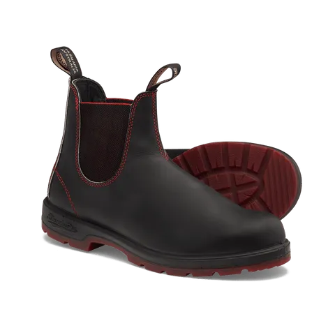 Blundstone Unisex Classic Boot 2342 - Black with Red Herringbone Elastic and Red Sole