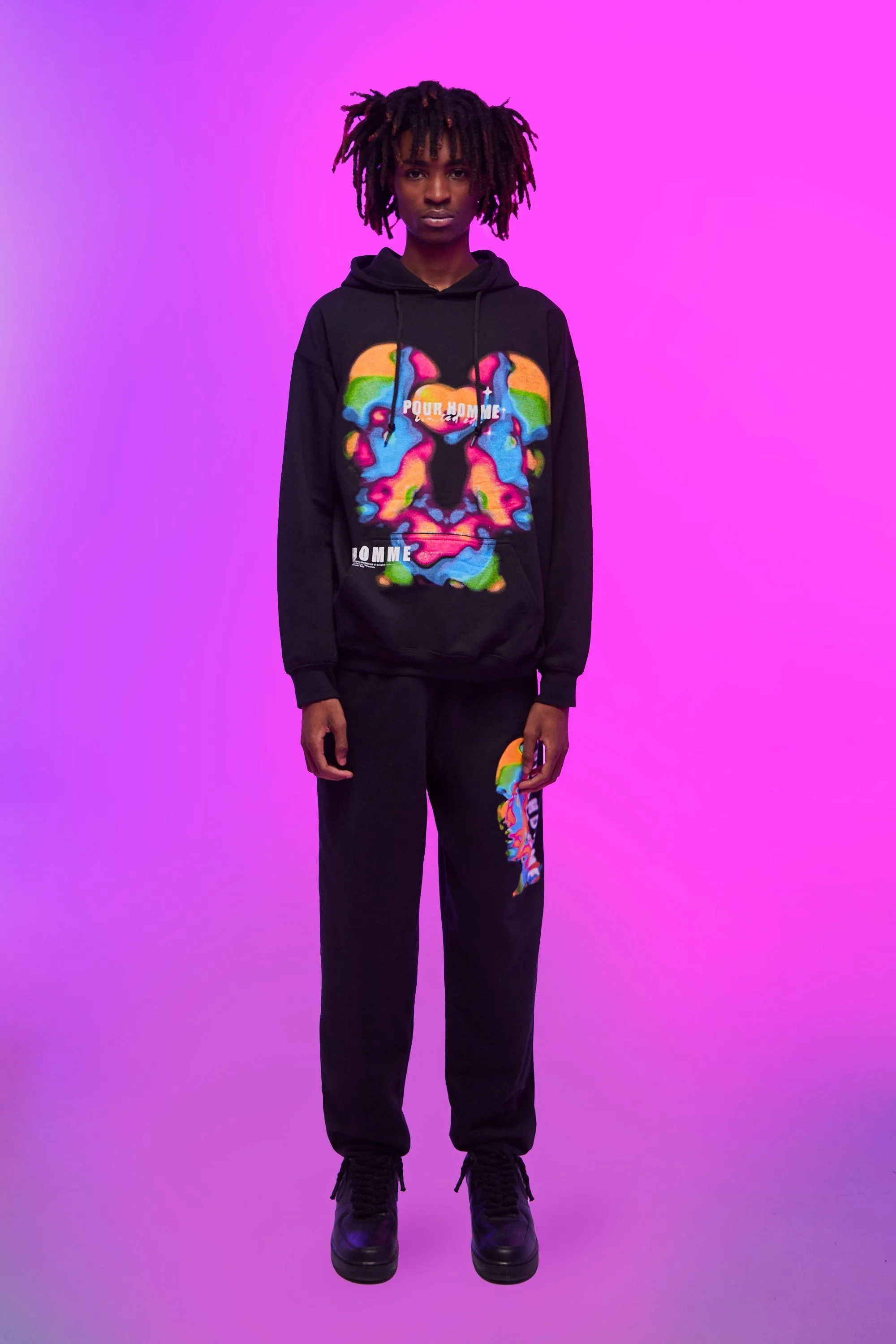 Blurred Y2k Face Graphic Hooded Tracksuit | boohooMAN UK