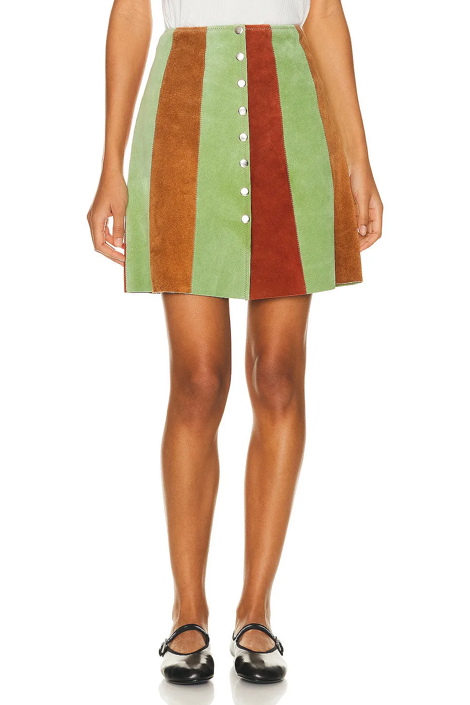 BODE Suede Snap Skirt