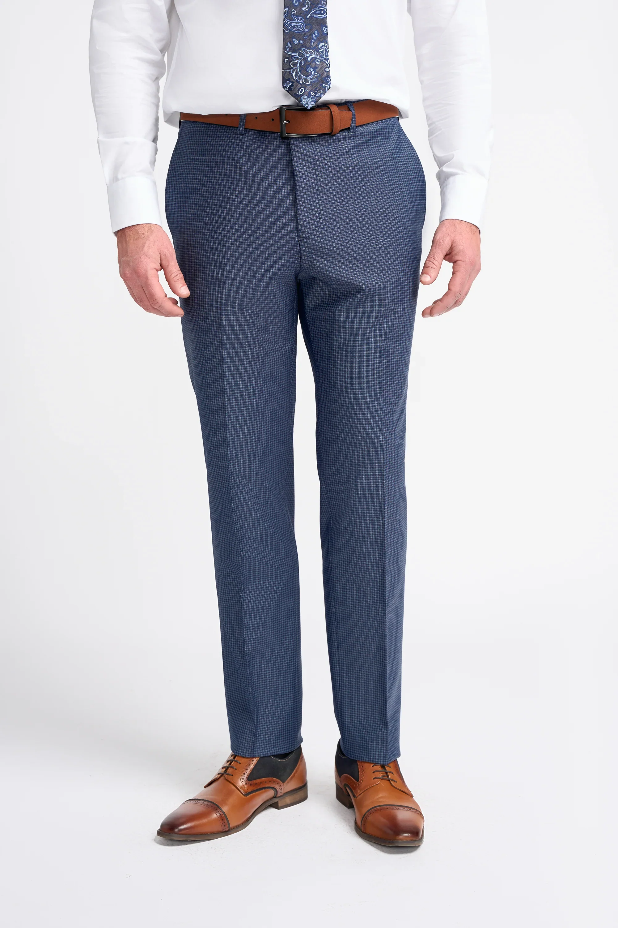 Bond - Men's Navy Check Trousers