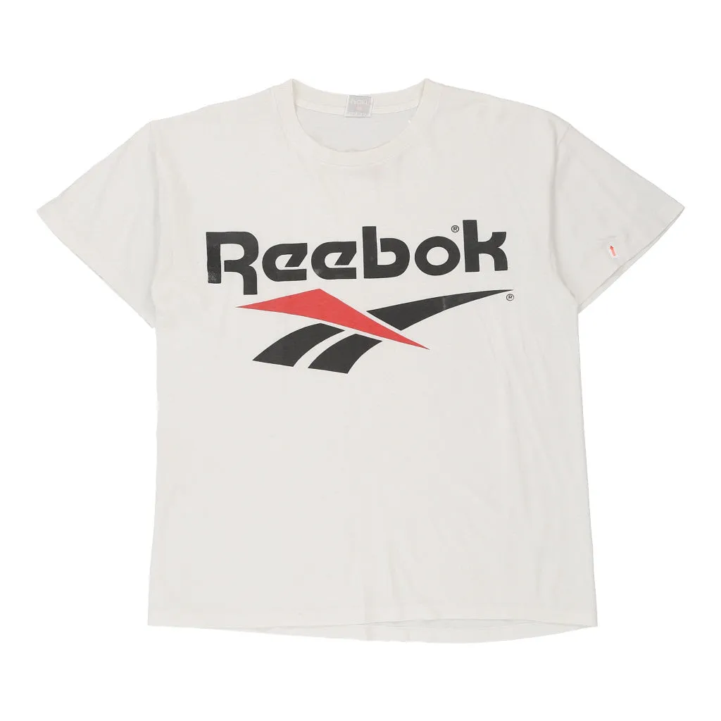 Bootleg Reebok Spellout T-Shirt - Large White Cotton