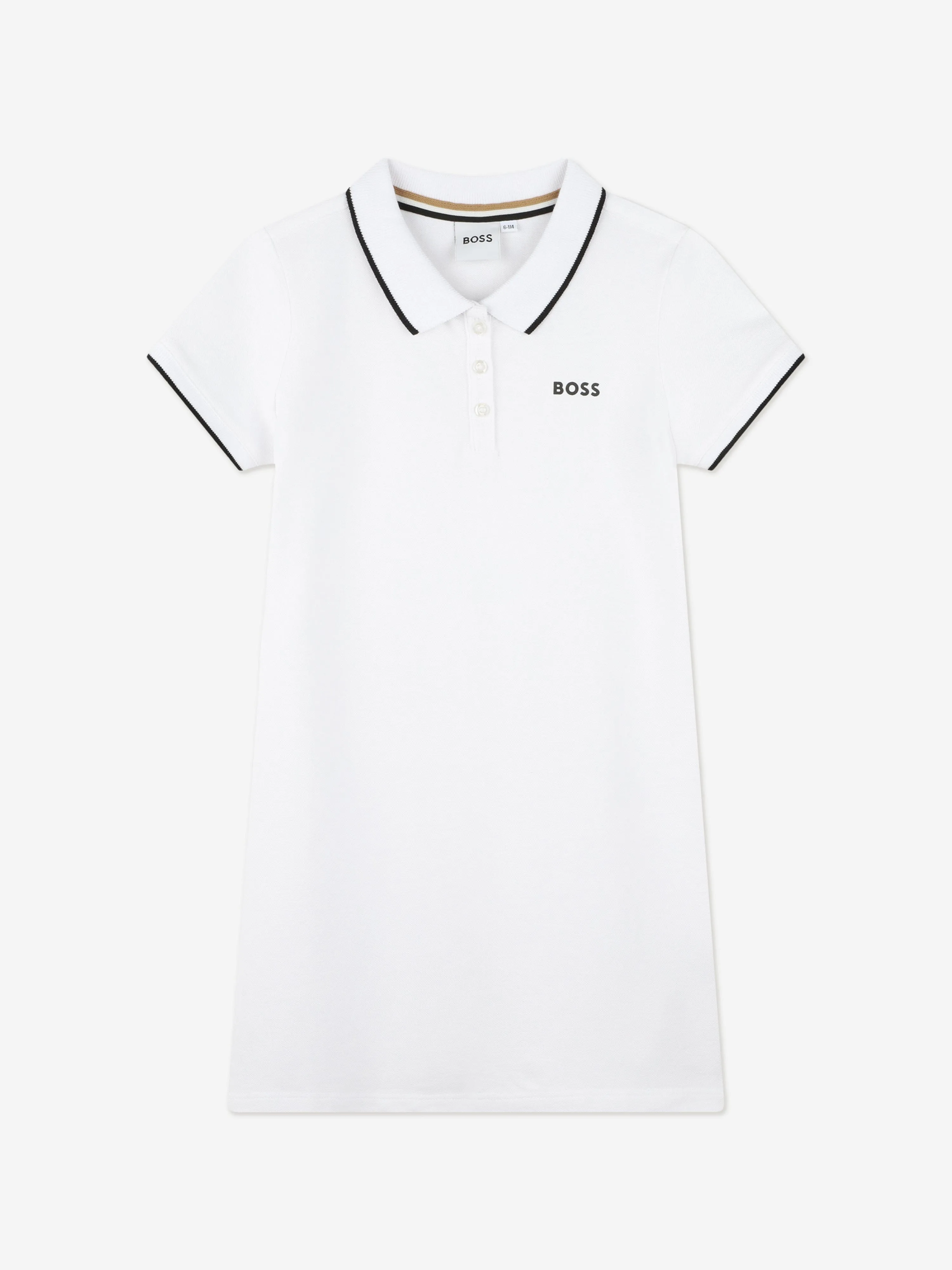 BOSS Girls Polo Dress in White