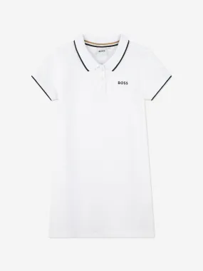 BOSS Girls Polo Dress in White