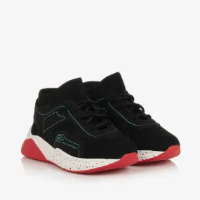 Boys Black Lace-Up Sock Trainers