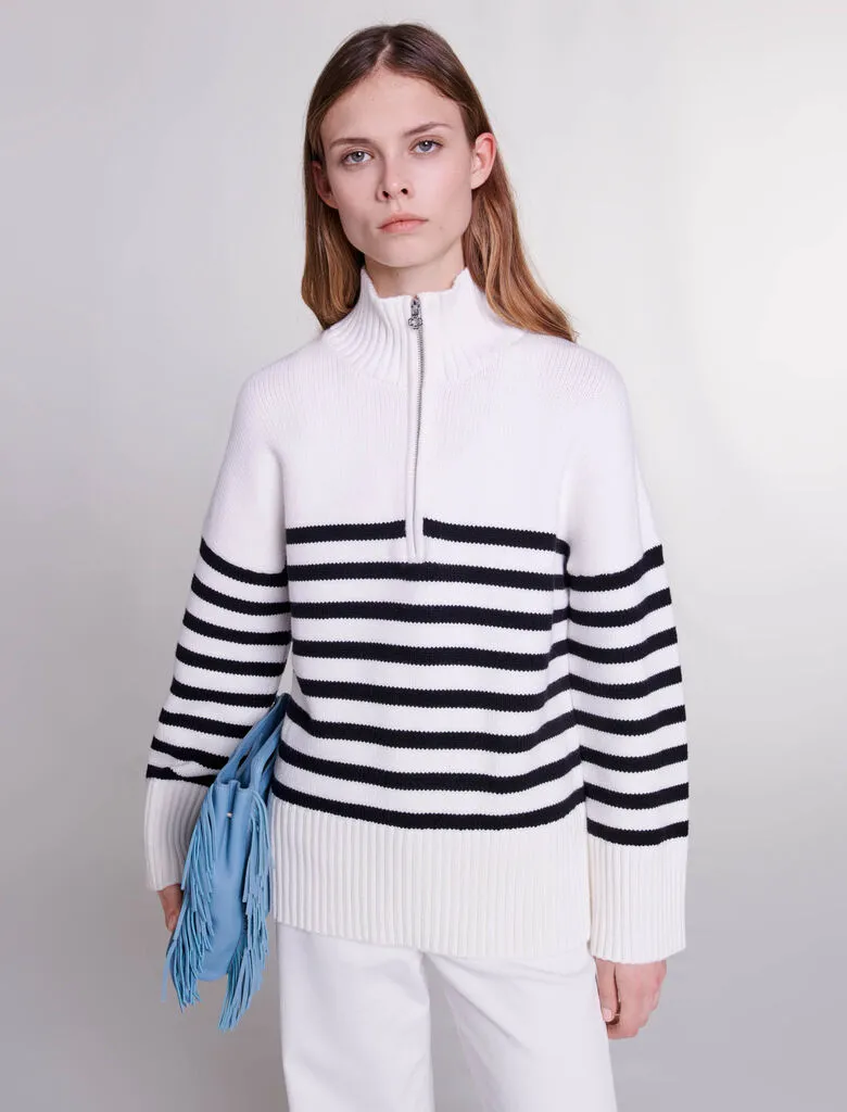 Breton jumper with zip collar