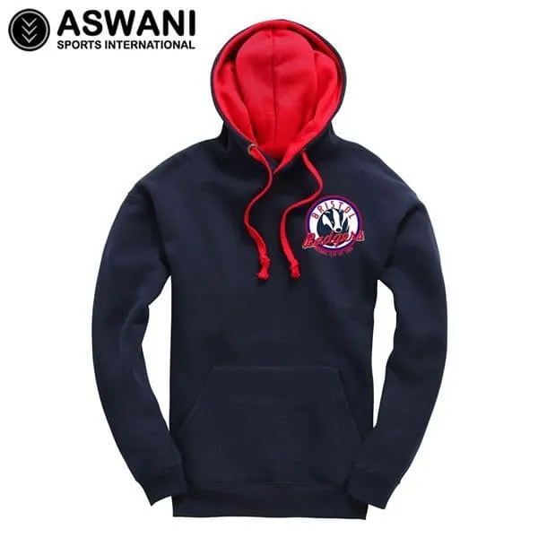 Bristol Badgers Baseball Club Contrast Hoodie - Navy/Red