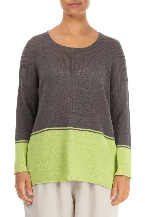 Brown & Lime Linen Jumper