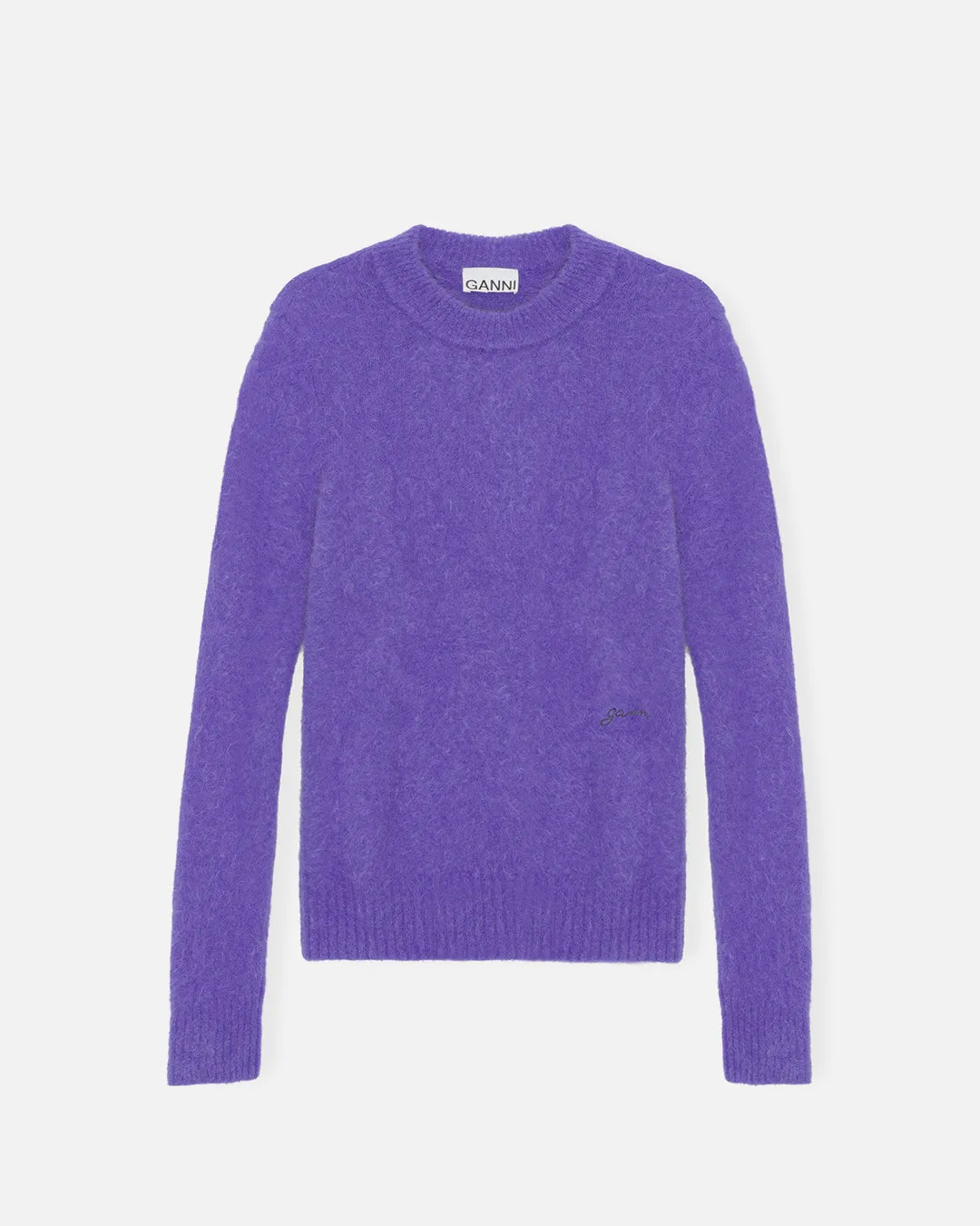 Brushed Alpaca O-Neck Jumper - Purple