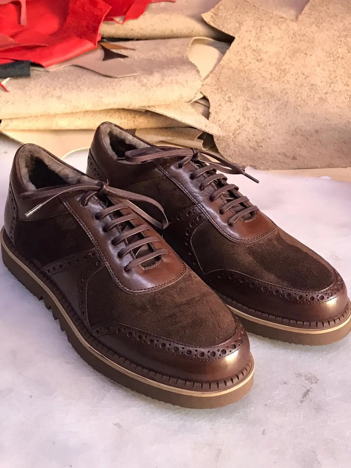 Buy Handmade Brown Leather Sneakers by GentWith.com