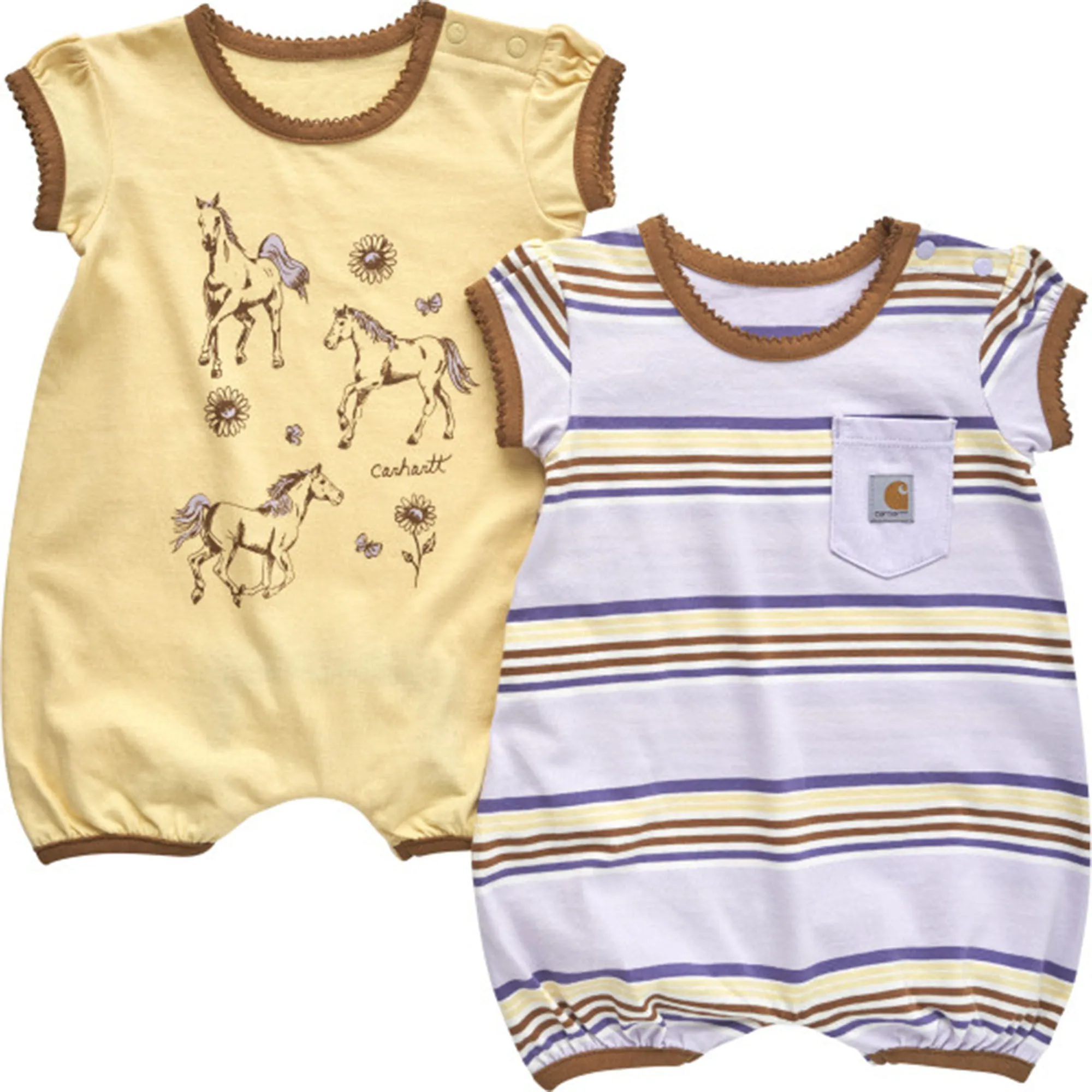 Carhartt Infant Girl's Horse Romper Short-Sleeve Set, 2-Piece