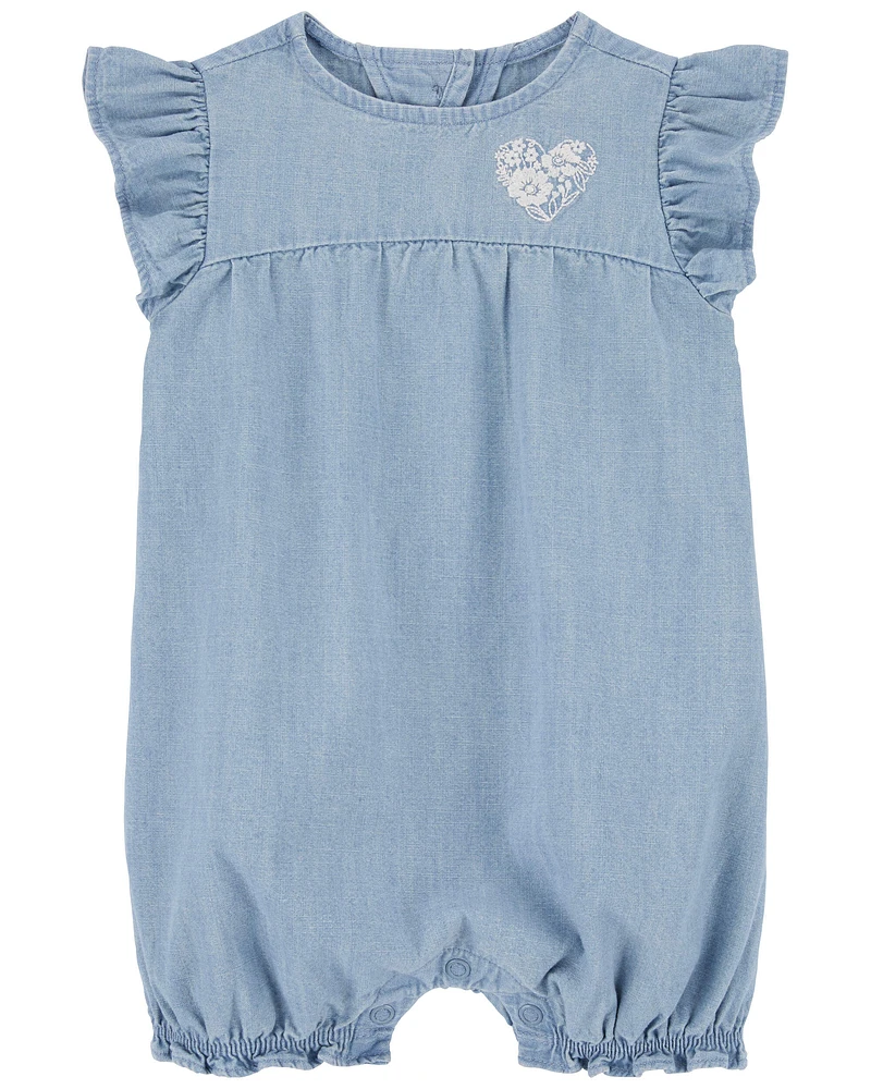 Carters Oshkosh Baby Chambray Flutter Romper