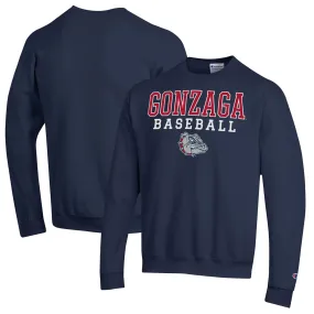 Champion  Gonzaga Bulldogs Navy Stack Baseball Powerblend Pullover Sweatshirt