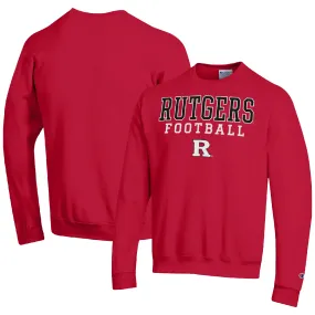 Champion Rutgers Scarlet Knights Scarlet Football Stacked Pullover Sweatshirt